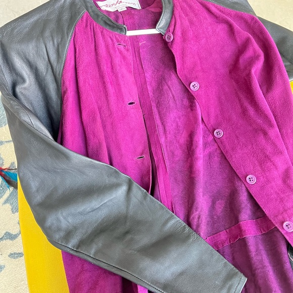 VTG Leather/Suede Designer Coat SO COOL!!! - Picture 11 of 13
